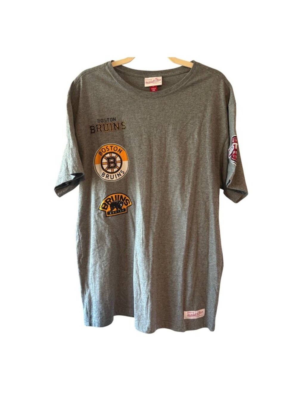 Mitchell & Ness Boston Bruins NHL Licensed Gray T-Shirt 100% Cotton Size L